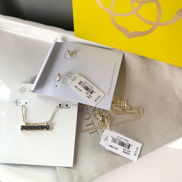 NWT Kendra Scott 14k gold drusy pendant & earrings - Picture 4 of 6